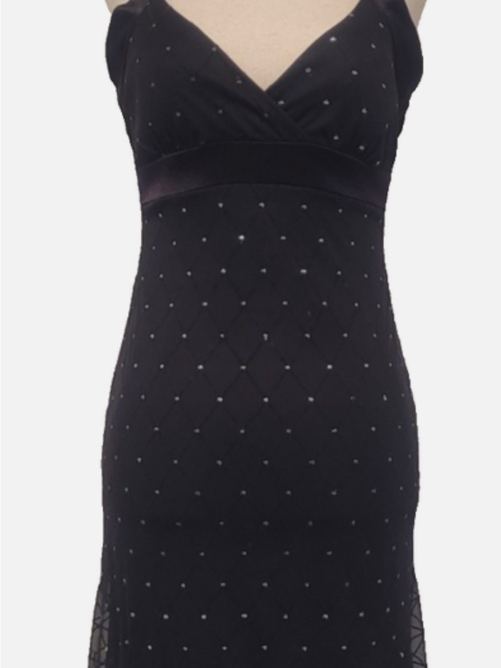 Dress Barn Black Babydoll Glitter Diamond Print Formal Midi Dress. Size 8 - Picture 3 of 11